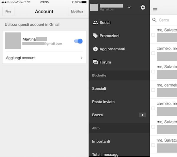 Accedere a Gmail tramite app ufficiale per smartphone e tablet